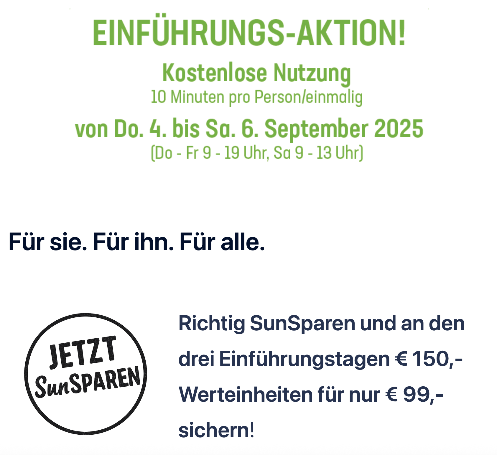 Einführungs-Aktion: Kostenlose Nutzung und SunSparen